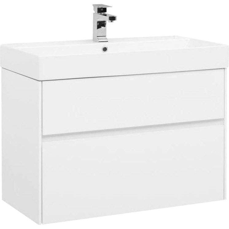 Тумба с раковиной Aquanet Бруклин 85 212598 белый, 572x850x437