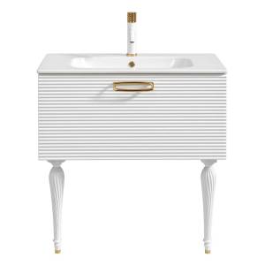 Тумба с раковиной Armadi Art Vallessi Avangarde Linea, 80 белая, с раковиной-столешницей