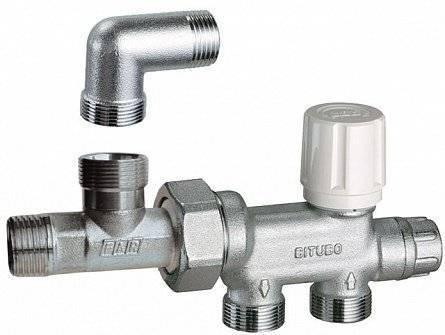 Узел бокового подключения FAR терморегулирующий для 2-трубных систем(комплект: 1464+угольник)