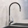Смеситель для кухни Avrora Kitchen AV9007B с высоким гибким изливом, хром/черный фото 4