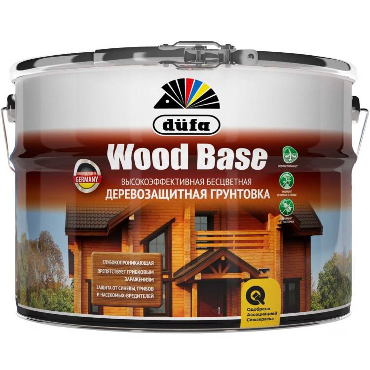 Грунт для защиты древесины Dufa Wood Base с биоцидом бесцветная 10 л