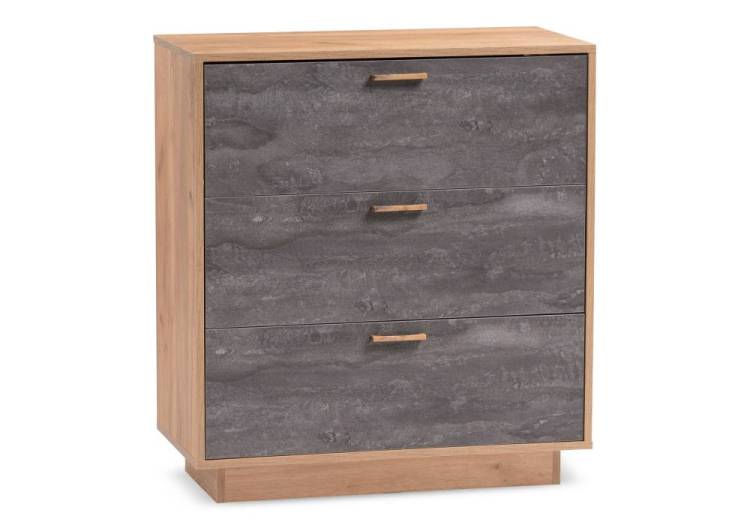 Комод Woodville Эго К-3 455856 дуб крафт золотой, камень темный на подиуме
