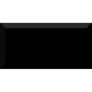 Керамическая плитка Absolut Keramika Monocolor Negro Biselado Brillo 10x20