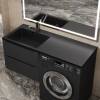 Раковина Uperwood Cosmos Quartz RCosmos Quartz120LU над стиральной машиной, левая, уголь, 120x48 фото 3