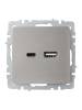 Розетка USB type A+C IEK Brite BR-U22-018-K46 сталь фото 5