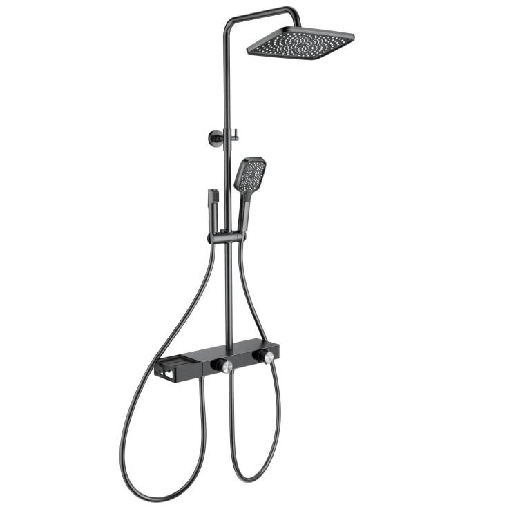 Душевая стойка Wonzon & Woghand WW-B4161-BGG темный графит, с термостатом