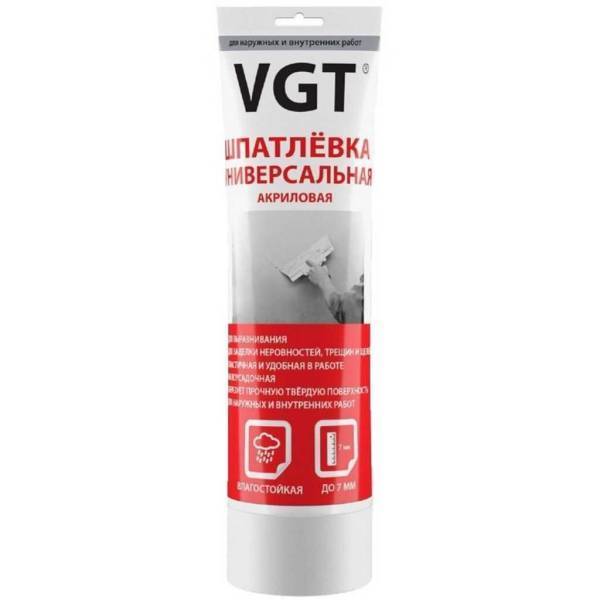 Шпатлевка универсальная акриловая для наружных и внутренних работ VGT туба 0.33 кг