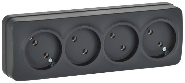 Розетка 4-местная IEK Glory ERH40-K02M-10 черный матовый