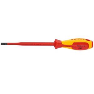 Отвертка KNIPEX SL5.5x1.0 шлицевая тонкая VDE, длина лезвия 125 мм, 232 мм, диэлектрическая, 2-компонентная рукоятка
