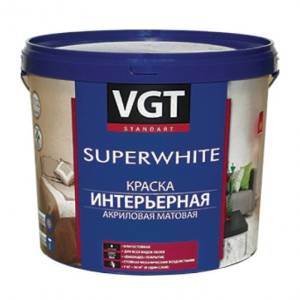 VGT SUPERWHITE ВД-АК-2180 КРАСКА ИНТЕРЬЕРНАЯ для стен и потолков, влагостойкая, матовая (1,5 кг)