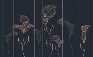 3D Фотообои Artegrafico «Абстрактные каллы на тёмном» PL-004 акварель