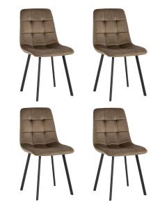 Набор из 4 стульев Stool Group Chilly OS-2011-V seat HLR-48 DUAL X4 коричневый, велюр