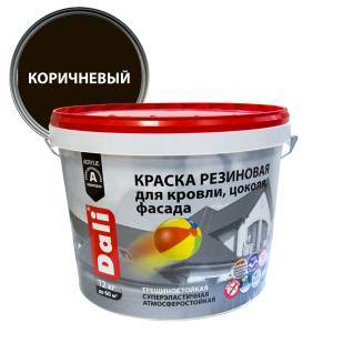Краска резиновая трещиностойкая акриловая для кровли цоколя фасада Dali коричневый 12 кг