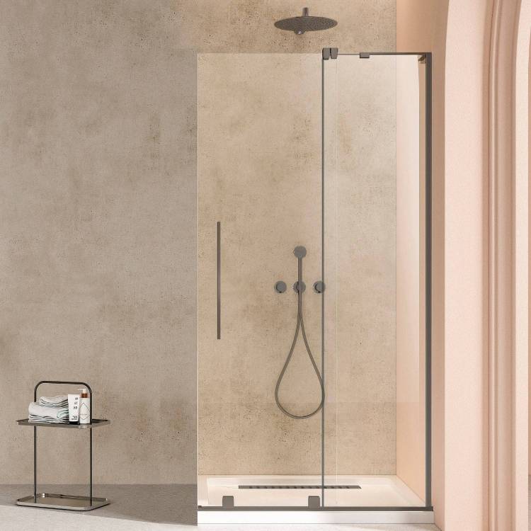 Душевая перегородка Vincea Walk-In (Волк-Ин) VSW-4WSL120CLGM-R профиль вороненая сталь, стекло прозрачное, 120x200