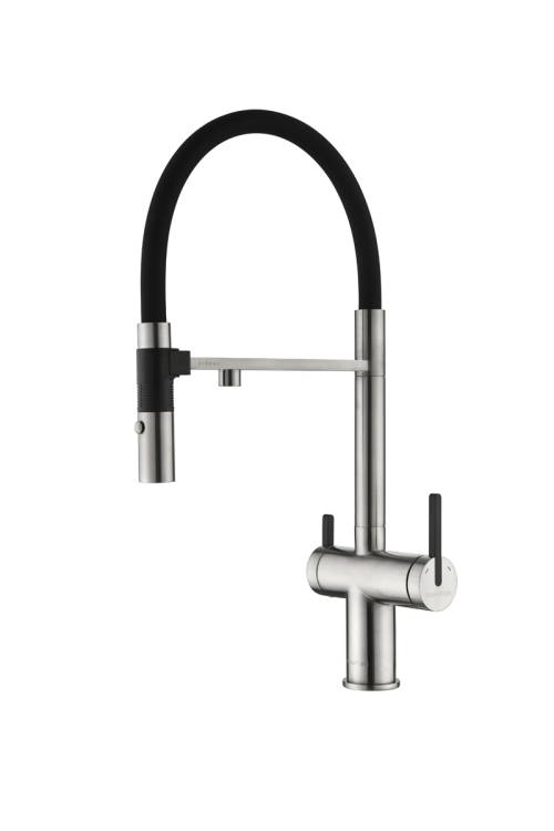 Смеситель для кухни Paulmark Gravity Gr213888-BS с гибким изливом, брашированная сталь