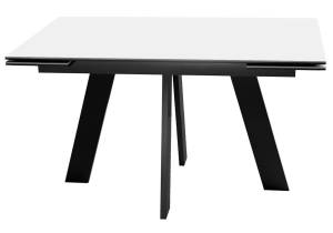 Стол Дик DikLine SKM140 00-00076333 mono white, подстолье черное, опоры черные 140(200)x80x77