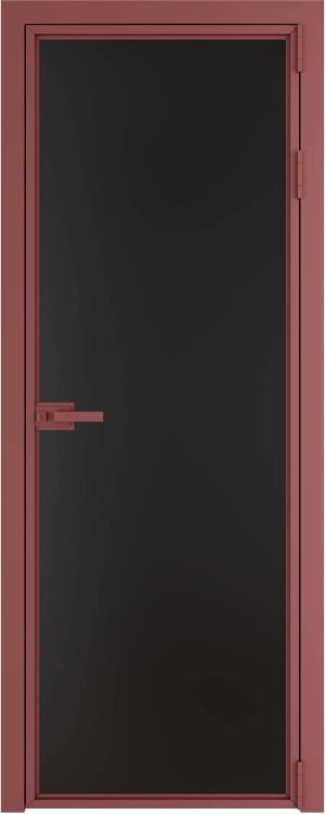 Межкомнатная дверь Profil Doors 1 AX цвет профиля Красный антрацит, стекло безопасное 6 мм монохром черный 700x2000