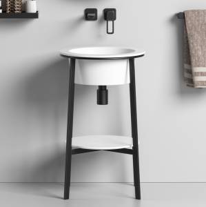 Консоль с раковиной Abber Bequem AC2130MW напольная, белая матовая