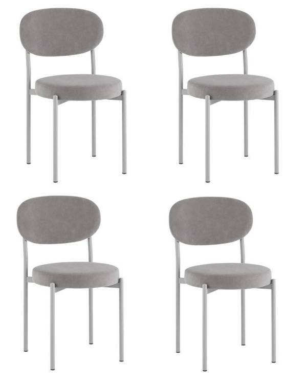 Набор из 4 стульев Stool Group Бриф SN AV 477-C82-7004-K X4 серый каркас светло-серый муар, велюр
