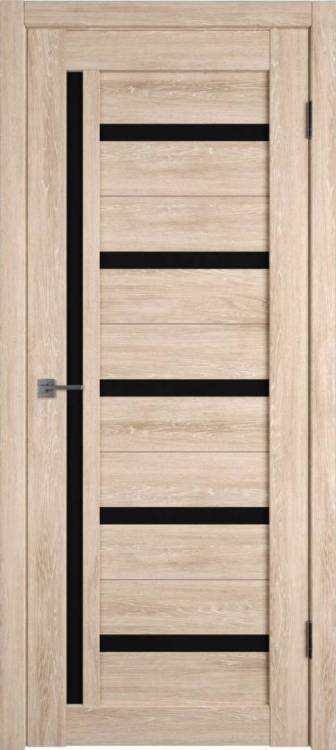 Межкомнатная дверь Владимирская Фабрика Дверей Atum 18 Sand Vellum стекло Black Gloss 900x2000