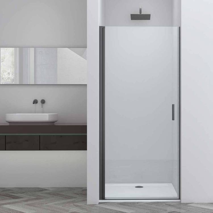 Душевая дверь в нишу Vincea Alpha VDP-3AL900CLGM 900x1950, профиль вороненая сталь, стекло прозрачное