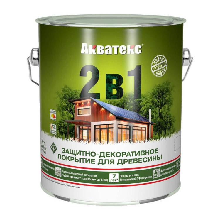 Защитно-декоративное покрытие для дерева алкидное полуматовое лессирующее Акватекс 2 в 1 ваниль 9 л