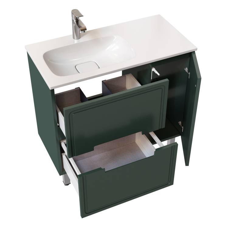 Тумба с раковиной Taliente Cevia TA-MBC-90PR(L)-grigio verde серо-зеленая матовая, 90 см
