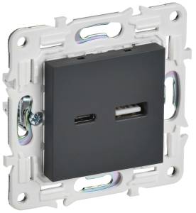 Розетка USB type A+C IEK Skandy SK-U22-018-K53 графит