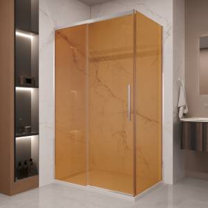 Душевой уголок Vincea Stella VSR-1ST9012GS профиль хром, стекло янтарь, 120x90x200