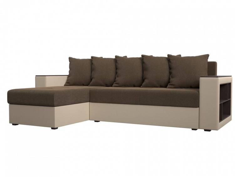 Диван угловой Лига диванов Дубай Лайт 114195L Бежевый\Коричневый Левый