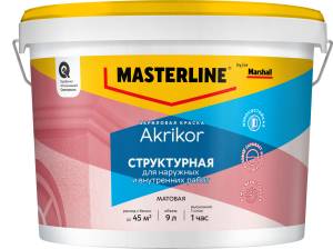 Краска акриловая Masterline Akrikor Структурная белая 9 л
