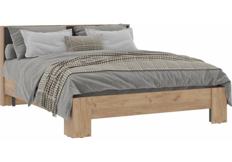Кровать Woodville Элла КР 03 586703 серый графит 0162/дуб крафт золото 160x200
