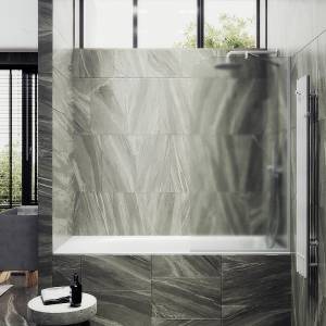 Шторка на ванну MaybahGlass MGV-143-1у стекло сатин, профиль белый матовый, 1400x640
