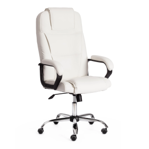 Кресло компьютерное Tetchair Bergamo 19400 хром, кож.зам, белый