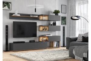 Стенка в гостиную БТС МЕБЕЛЬ Рига ГС-01 00-00164520 каньон, графит