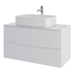 Тумба с раковиной Orange Line Li-100TuwMDF+B07-600W белая матовая, 100 см