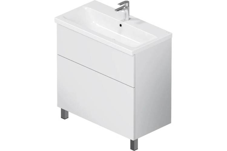 Тумба с раковиной Am.Pm Gem M90-FSX0802WG-WCC0802WG напольная, 2 ящика, белый глянец, 80 см