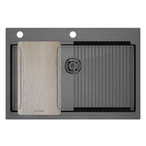 Мойка кухонная Paulmark Kroner-Multi Sink 75 PM687551-GM вороненая сталь, 51x75