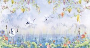 Бесшовные Eco обои Ortograf Flora 31259 Storks purple Ворс ОЕ