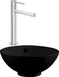 Комплект Раковина VitrA Options 4324B083 черная + Смеситель для раковины VitrA Origin