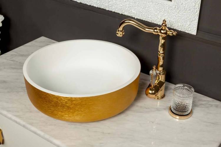 Раковина Armadi Art NeoArt 819-G LV204 Corian золото 41,5x14см