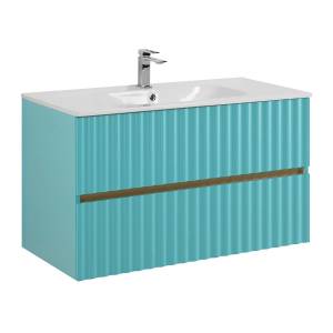 Тумба с раковиной Art&Max Elegant AM-ELEGANT-1000-2C-SO-MM-LED подвесная, светло-зеленый матовый