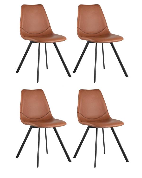Набор из 4 стульев Stool Group Саксон SAXON PU BROWN X4 коричневый, экокожа
