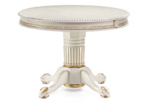 Кухонный стол Woodville Альфред 450827 110(160)х110х80 слоновая кость с золотой патиной