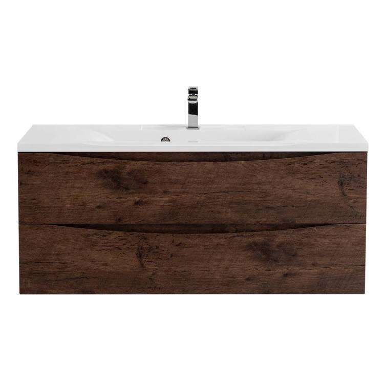 Тумба с раковиной Belbagno Marino MARINO-1100-2C-SO-RW-P 110x45x50 Rovere Moro подвесная с двумя выкатными ящиками