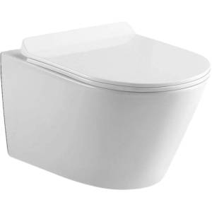 Унитаз подвесной Black&White W-703 безободковый, сиденье микролифт, белый
