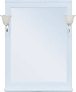 Зеркало Aquanet Валенса 75 белое, основа светильника хром, с полкой