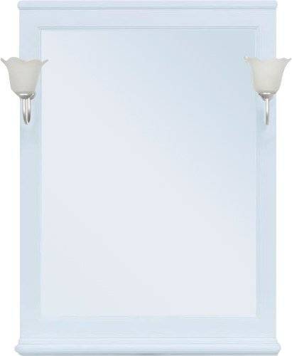 Зеркало Aquanet Валенса 75 белое, основа светильника хром, с полкой