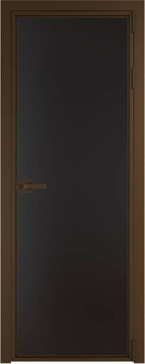 Межкомнатная дверь Profil Doors 1 AX цвет профиля Деорэ, стекло безопасное 6 мм монохром черный 800x2000