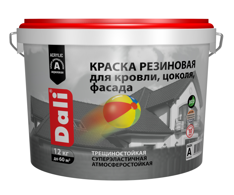 Краска резиновая трещиностойкая Dali красная 12 кг